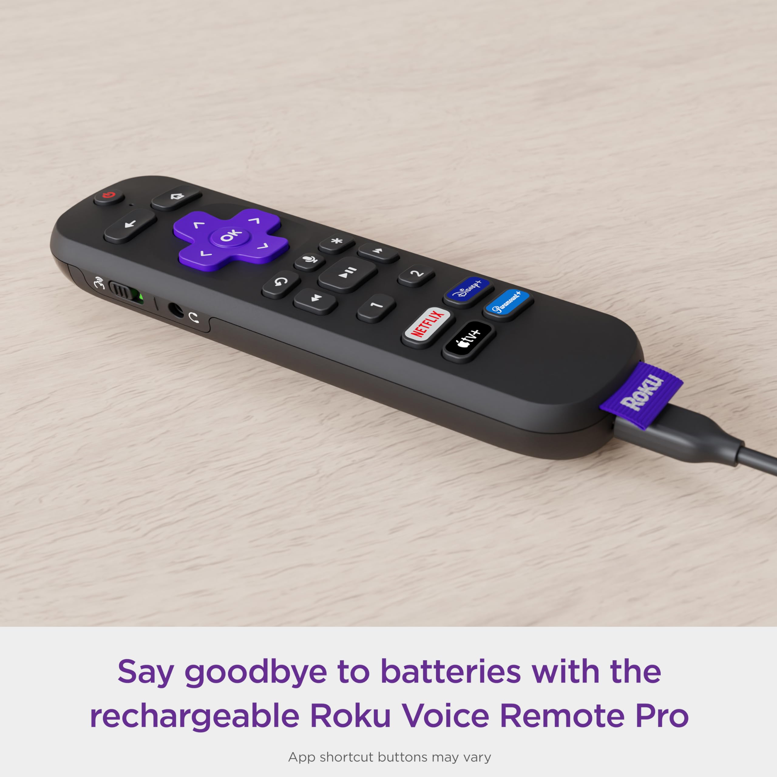 Roku Voice Remote Pro | Rechargeable Voice Remote with TV Controls, Lost Remote Finder, Private Listening, Hands-Free Voice Controls & Personal Shortcut Buttons for Roku Players Roku TV, & Roku Audio