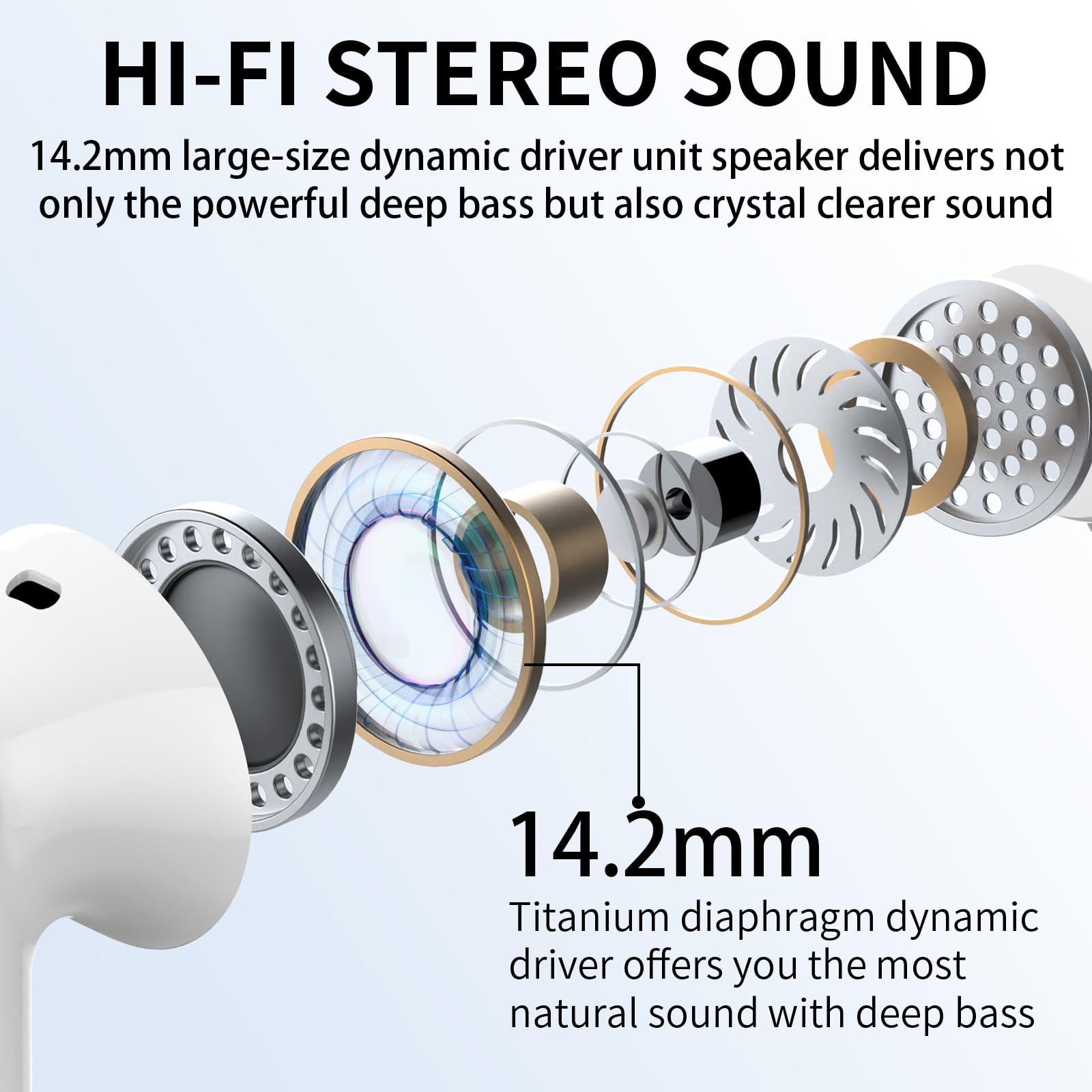 Wireless Earbuds, Bluetooth Headphones 5.4 HiFi Stereo, Wireless Earphones with ENC Noise Cancelling Mic, IP7 Waterproof in Ear Headphones, LED Digital Display Ear Buds, Rose Gold(2025)