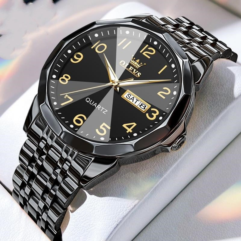 Top Brand Original Luxury New OLEVS Quartz Watch Stainless Steel Watch Waterproof Luminous Moon Phase Men's Watch