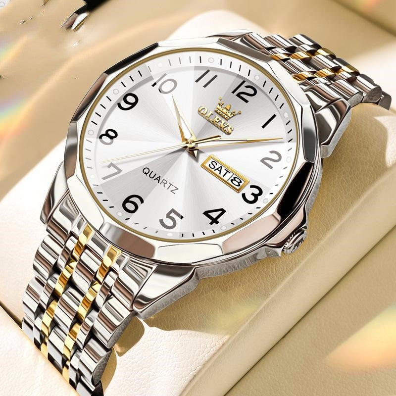 Top Brand Original Luxury New OLEVS Quartz Watch Stainless Steel Watch Waterproof Luminous Moon Phase Men's Watch