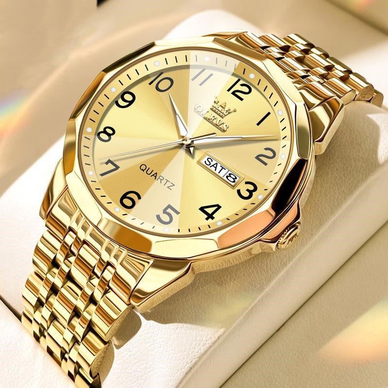 Top Brand Original Luxury New OLEVS Quartz Watch Stainless Steel Watch Waterproof Luminous Moon Phase Men's Watch