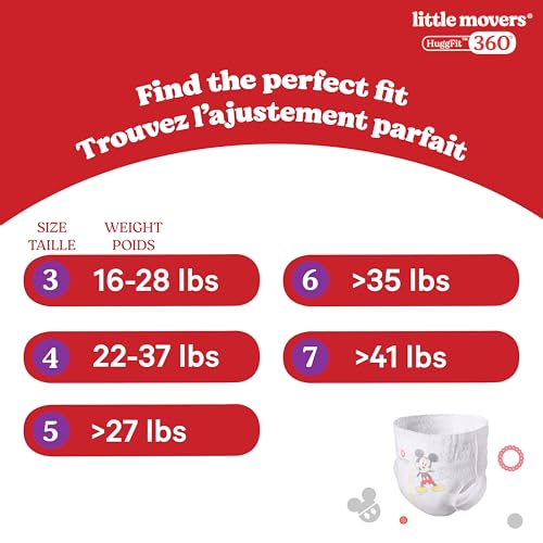 Huggies Size 6 Baby Diapers, Little Movers HuggFit 360° Baby Diapers with 360° Waistband, Size 6 (35+ lbs), 104 Count, Packaging May Vary