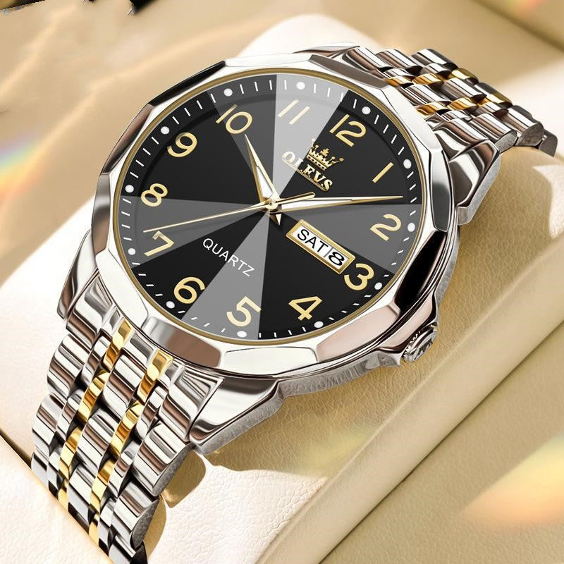 Top Brand Original Luxury New OLEVS Quartz Watch Stainless Steel Watch Waterproof Luminous Moon Phase Men's Watch