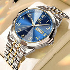 Top Brand Original Luxury New OLEVS Quartz Watch Stainless Steel Watch Waterproof Luminous Moon Phase Men's Watch