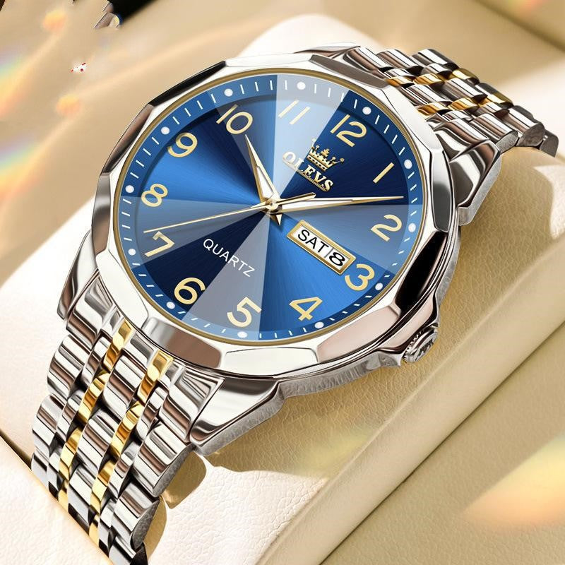 Top Brand Original Luxury New OLEVS Quartz Watch Stainless Steel Watch Waterproof Luminous Moon Phase Men's Watch