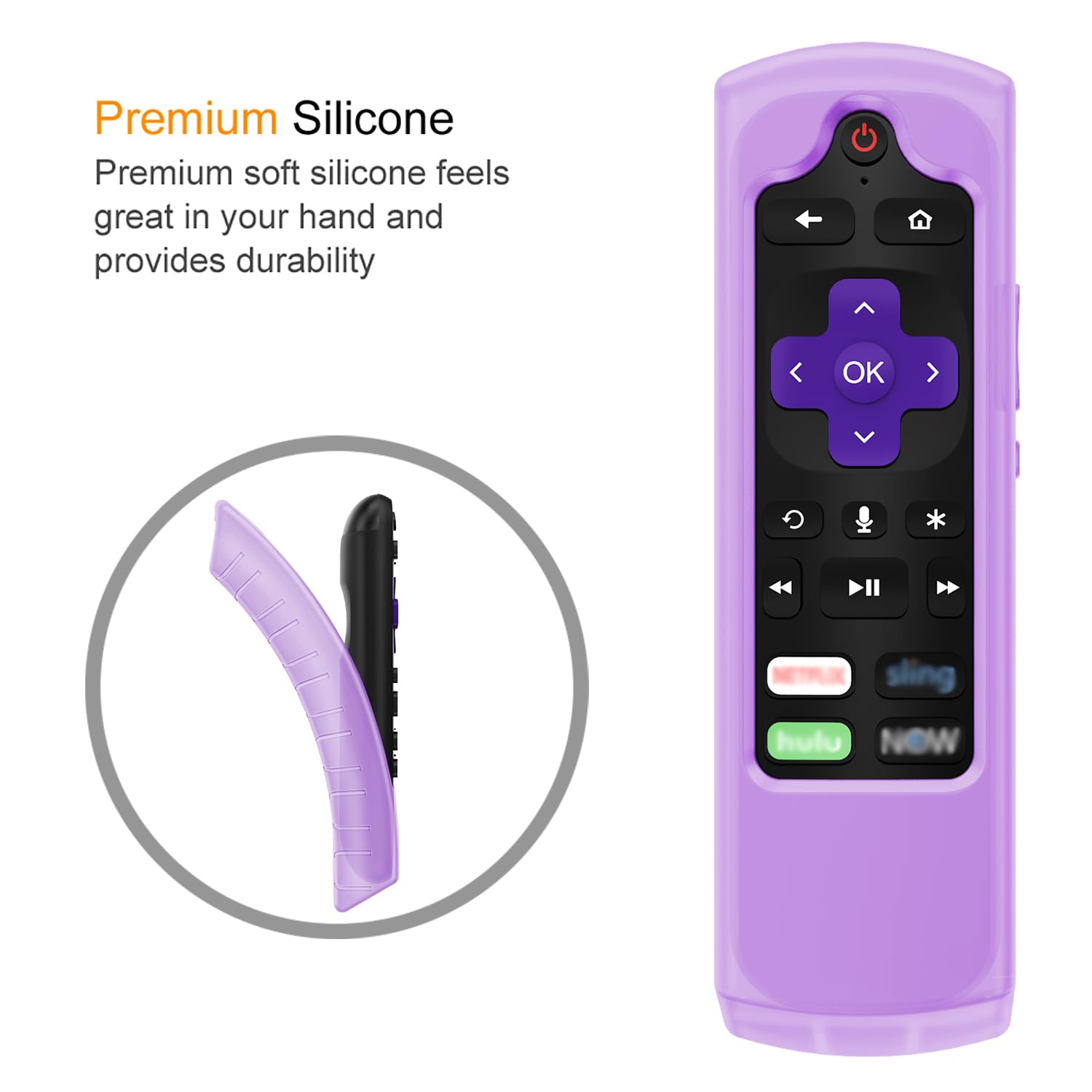 CaseBot Remote Case for Roku Voice, Roku Express HD / 4K+, Ultra LT Enhanced Voice, Express 3930, Premiere+ 3921, Streaming Stick+ Remote, Honey Comb Anti Slip Shockproof Silicone Cover, Purple Glow