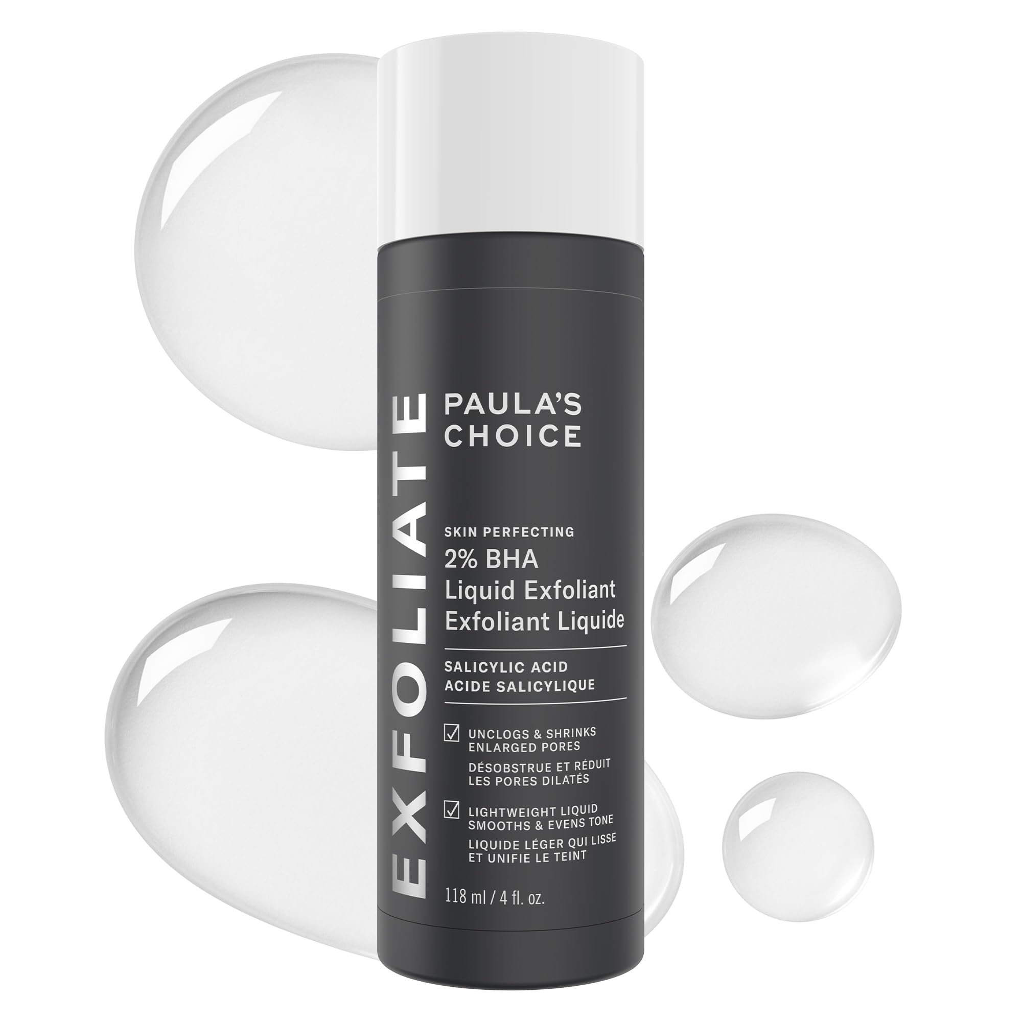 Paula's Choice SKIN PERFECTING 2% BHA Liquid Salicylic Acid Exfoliant, Daily Facial Exfoliator for Enlarged Pores, Wrinkles & Fine Lines, Fragrance-Free, Full Size - 118 ml