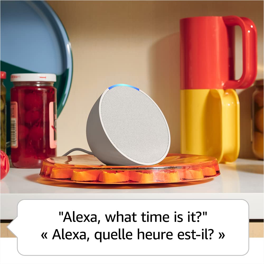 Amazon Echo Pop (newest model), Our smallest Alexa speaker, Fits in any room, Glacier White