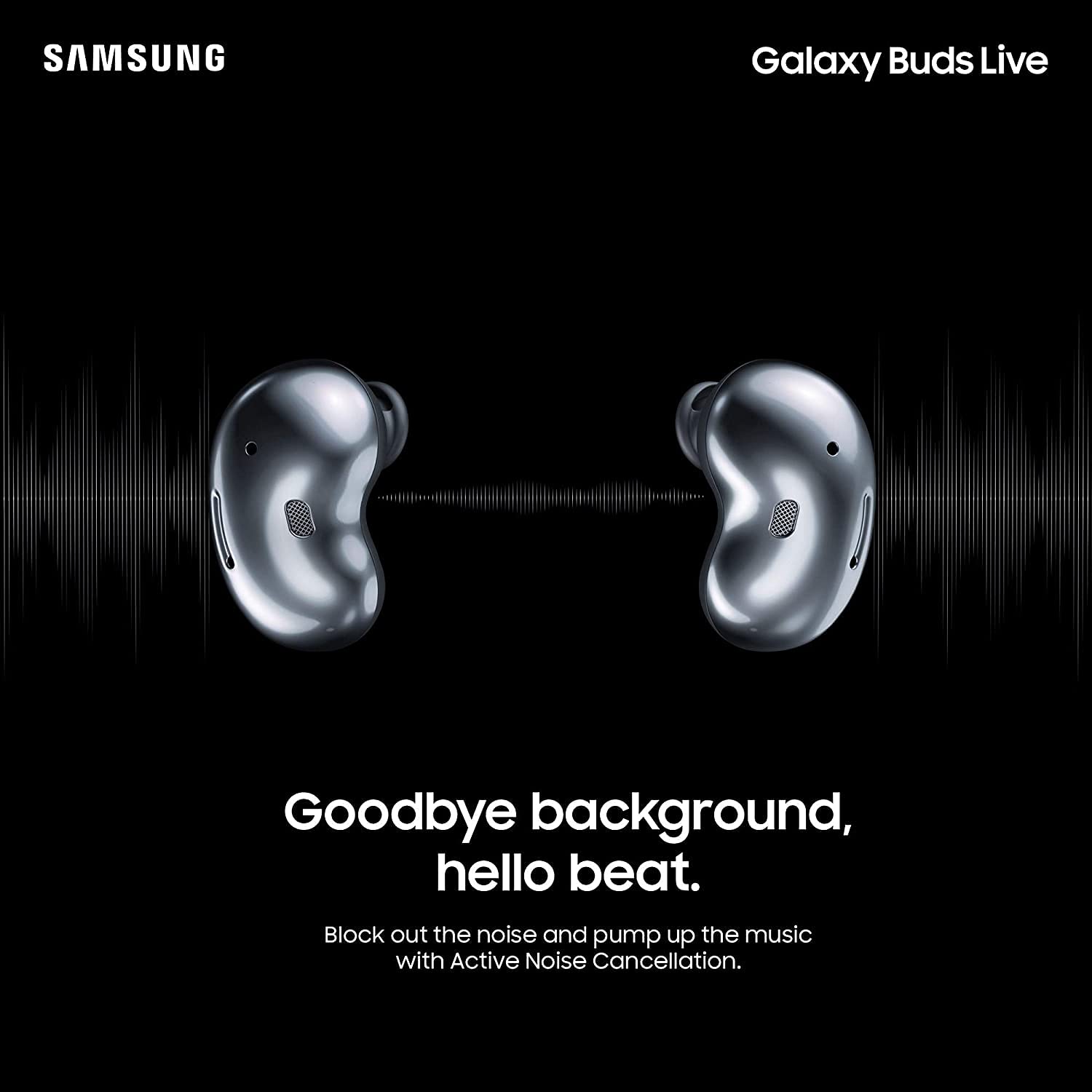 Samsung Galaxy Buds Live (ANC) Active Noise Cancelling TWS Open Type Wireless Bluetooth 5.0 Earbuds for iOS & Android, 12mm Drivers, International Model - SM-R180 (Mystic Black)