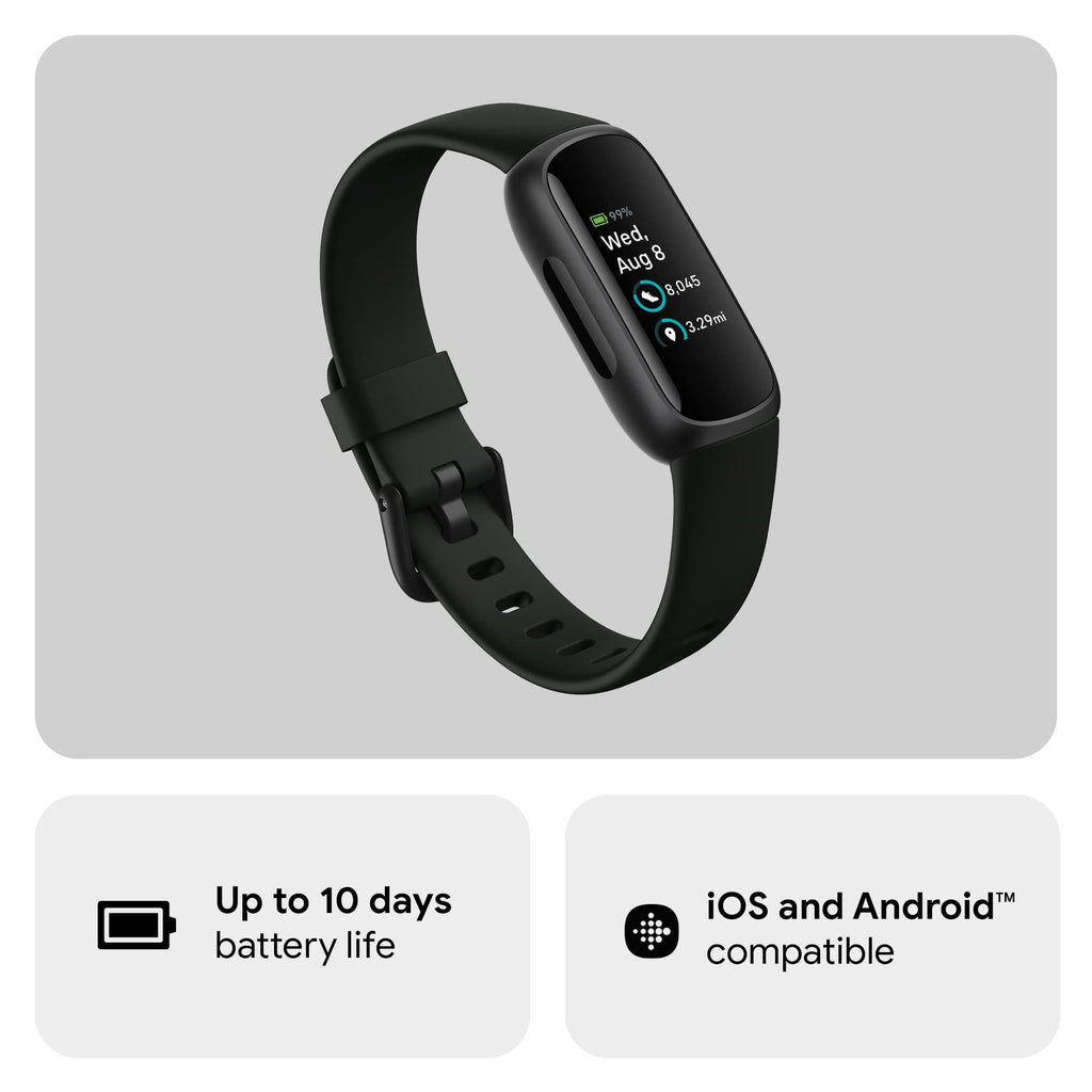 Google Fitbit Inspire 3 Health and Fitness Tracker with Stress Management, Workout Intensity, Sleep Tracking, 24/7 Heart Rate and More, Midnight Zen/black, One Size (S and L Bands Included)