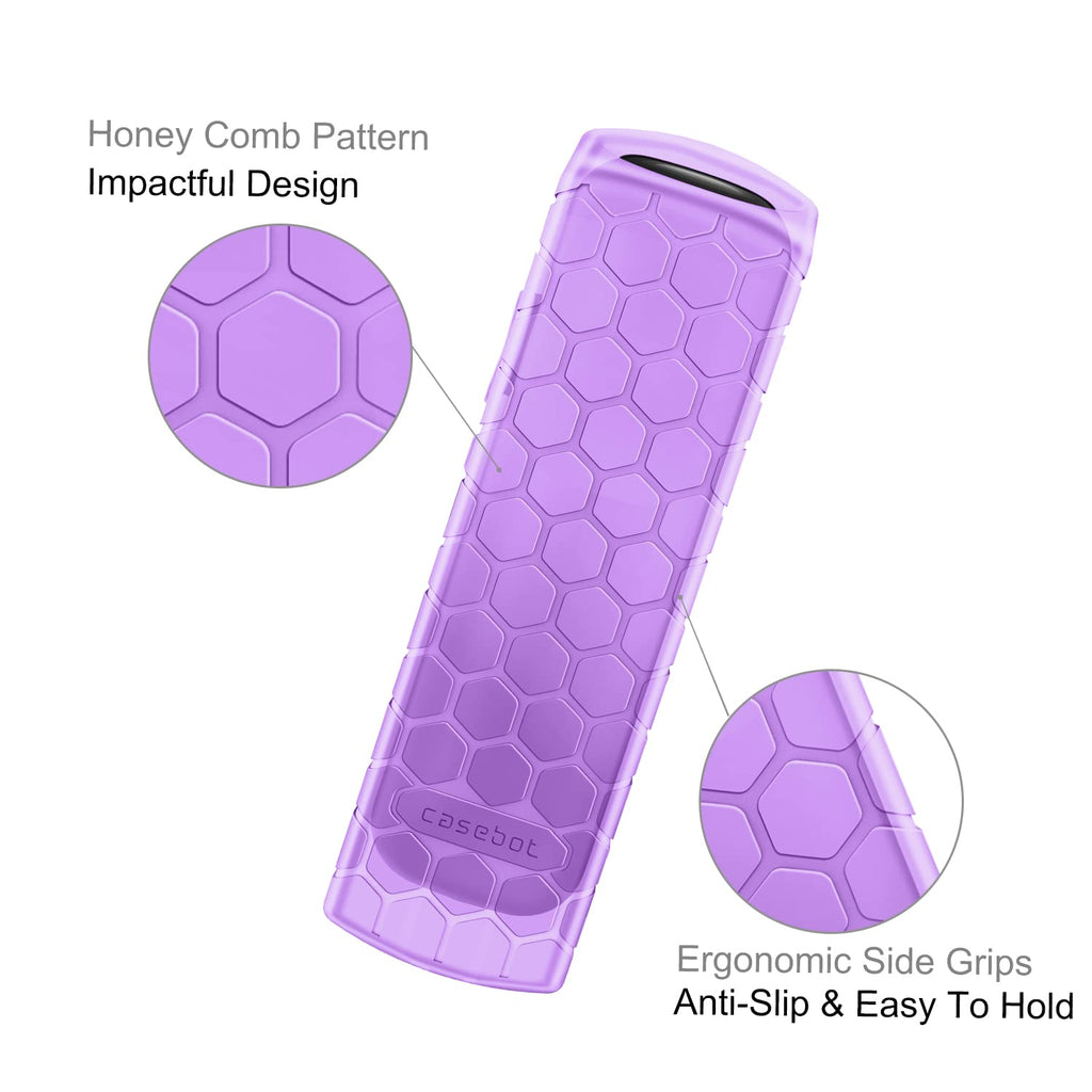 CaseBot Remote Case for Roku Voice, Roku Express HD / 4K+, Ultra LT Enhanced Voice, Express 3930, Premiere+ 3921, Streaming Stick+ Remote, Honey Comb Anti Slip Shockproof Silicone Cover, Purple Glow