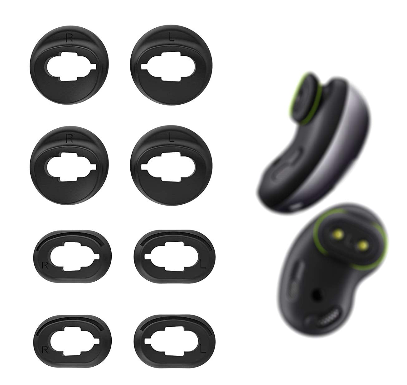 ALXCD Ear Adapter Ear Tips Replacement for Galaxy Buds Live Headphones,4 Pairs S/L Size Silicone Ear Adapter Tips, Fit for Galaxy Buds Live SM-R180 Headphones (Black/SL)