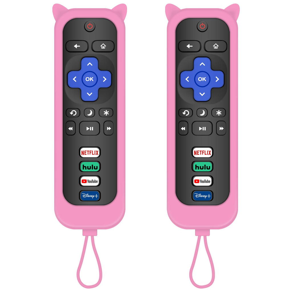 Remote for Roku TV with 2 Cover Remotes Compatible for TCL/Onn/Hisense/Philips/Sharp/Westinghouse Roku/Insignia TV [Remote Control for Roku TV Only] (Pink)