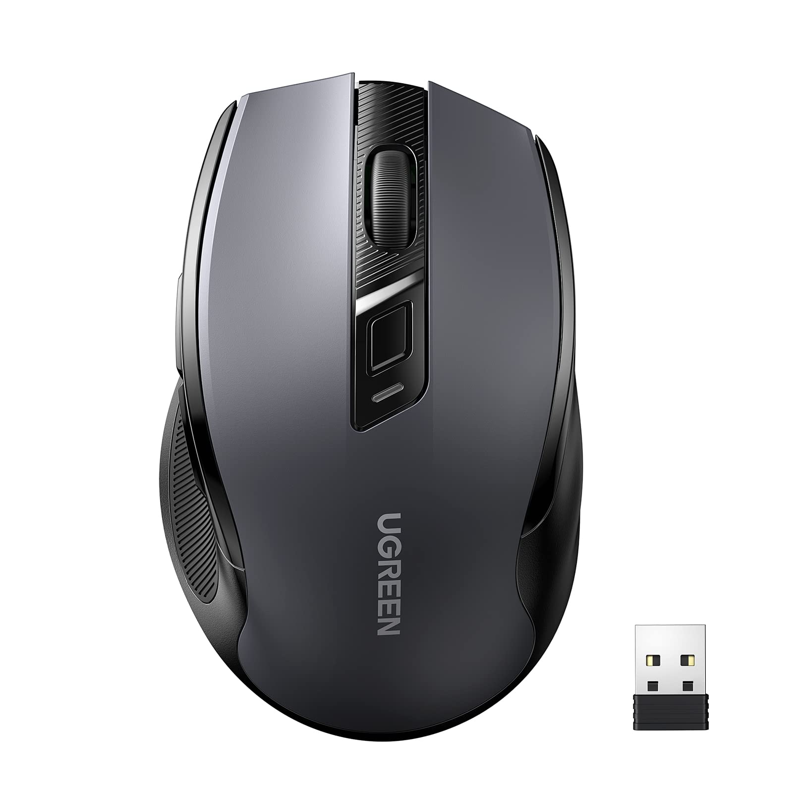 UGREEN Wireless and Ergonomic Mouse, 2.4G with 49Ft Connection, 4000 DPI 6 Buttons Auto-Sleep Mode, Compatible with Laptop PC Mac Computer Chromebook MacBook, Dark Grey
