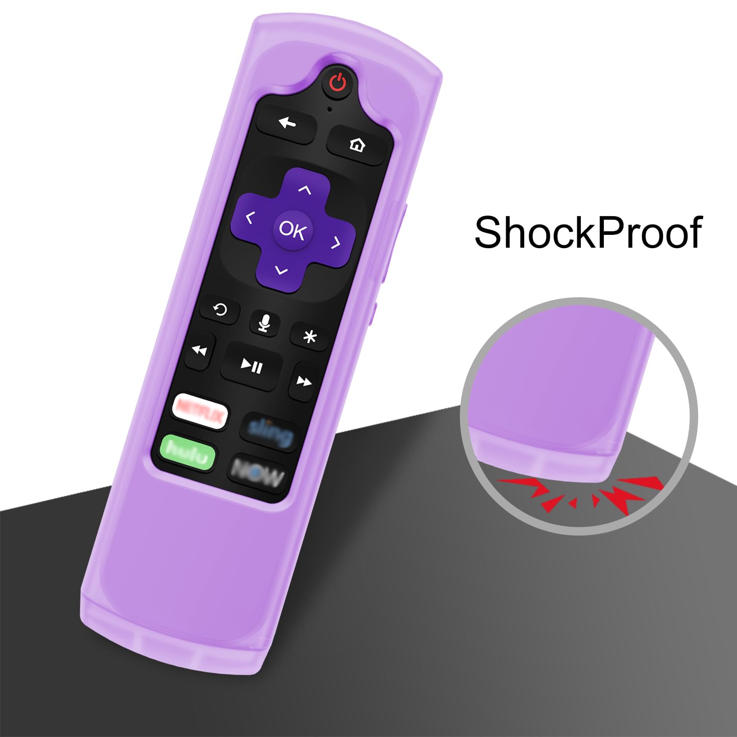 CaseBot Remote Case for Roku Voice, Roku Express HD / 4K+, Ultra LT Enhanced Voice, Express 3930, Premiere+ 3921, Streaming Stick+ Remote, Honey Comb Anti Slip Shockproof Silicone Cover, Purple Glow
