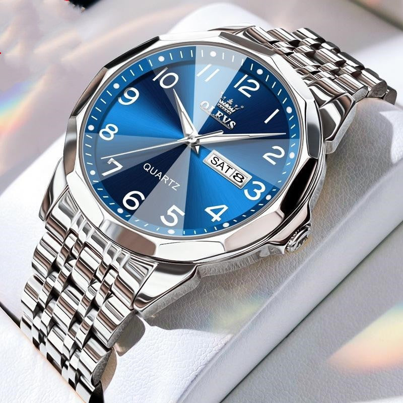 Top Brand Original Luxury New OLEVS Quartz Watch Stainless Steel Watch Waterproof Luminous Moon Phase Men's Watch