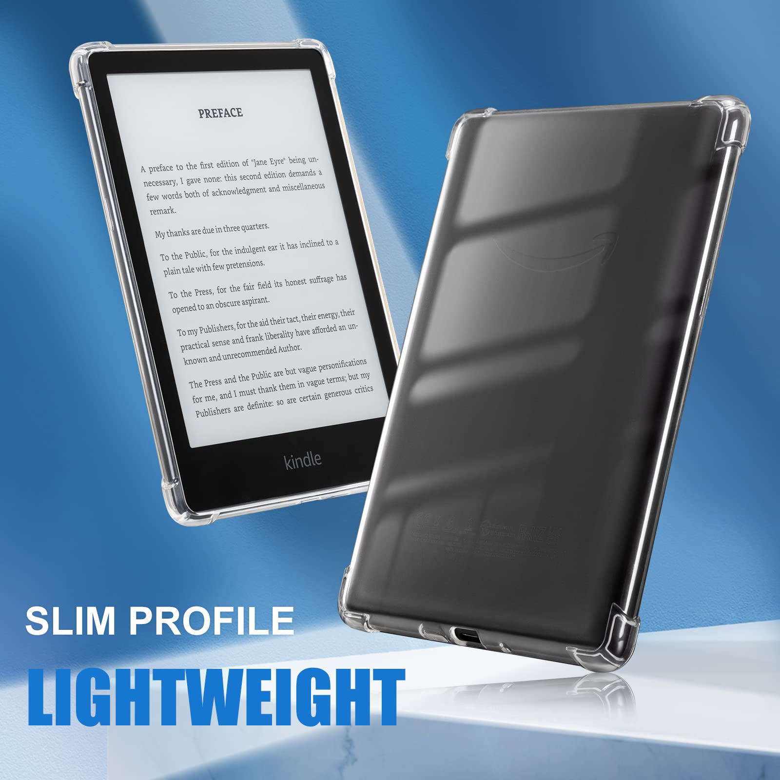 CoBak Clear Case for Kindle Paperwhite 11th Gen 2021 & Signature Edition(6.8") - Lightweight, Scratch-Proof Silicone Back Cover, Clear