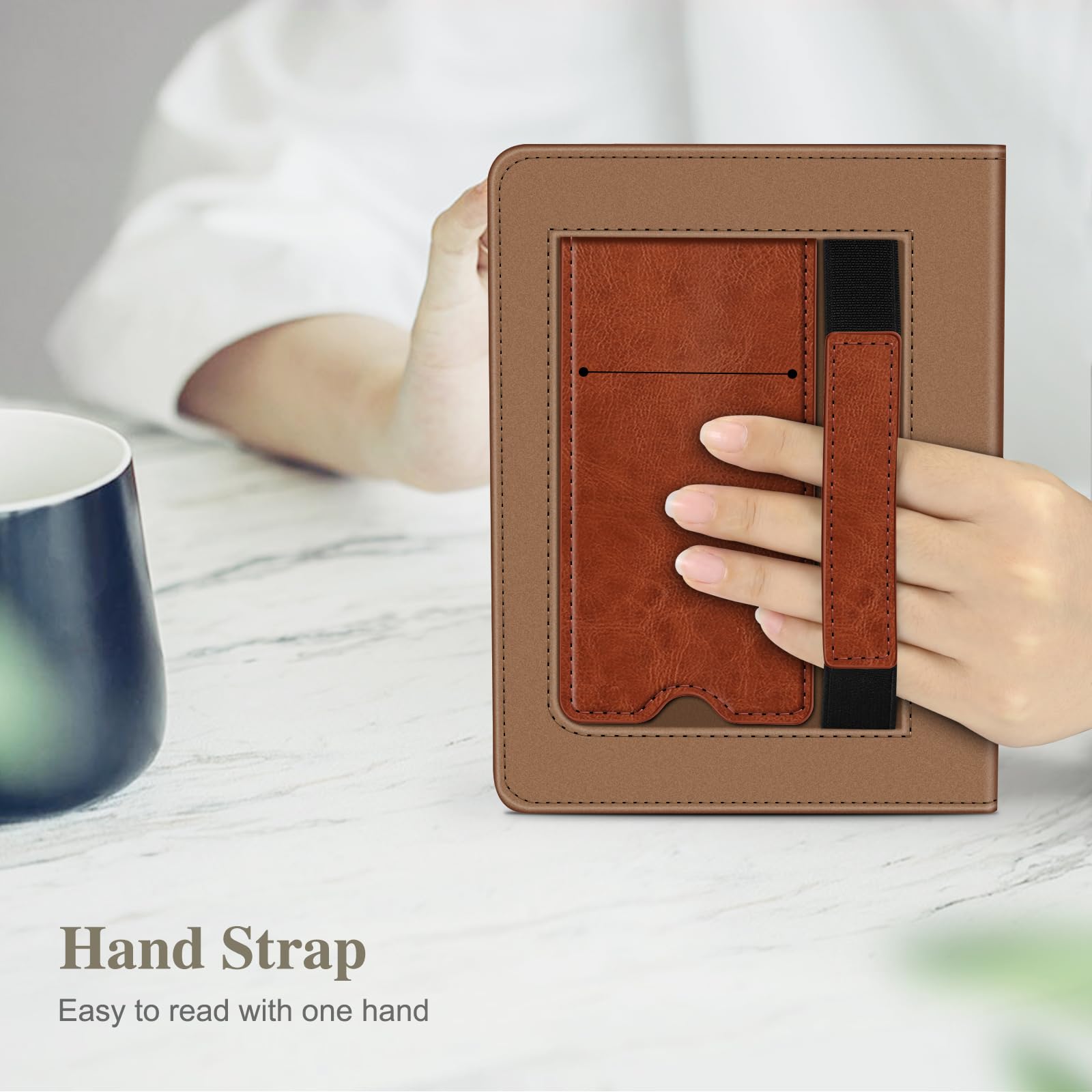 Fintie Case for 7"/6.8" Kindle Paperwhite(12th/11th Generation-2024/2021) and Kindle Colorsoft Signature Edition -Slim Foldable Stand Cover Auto Wake/Sleep for Kindle Paperwhite 2024, Vintage Brown