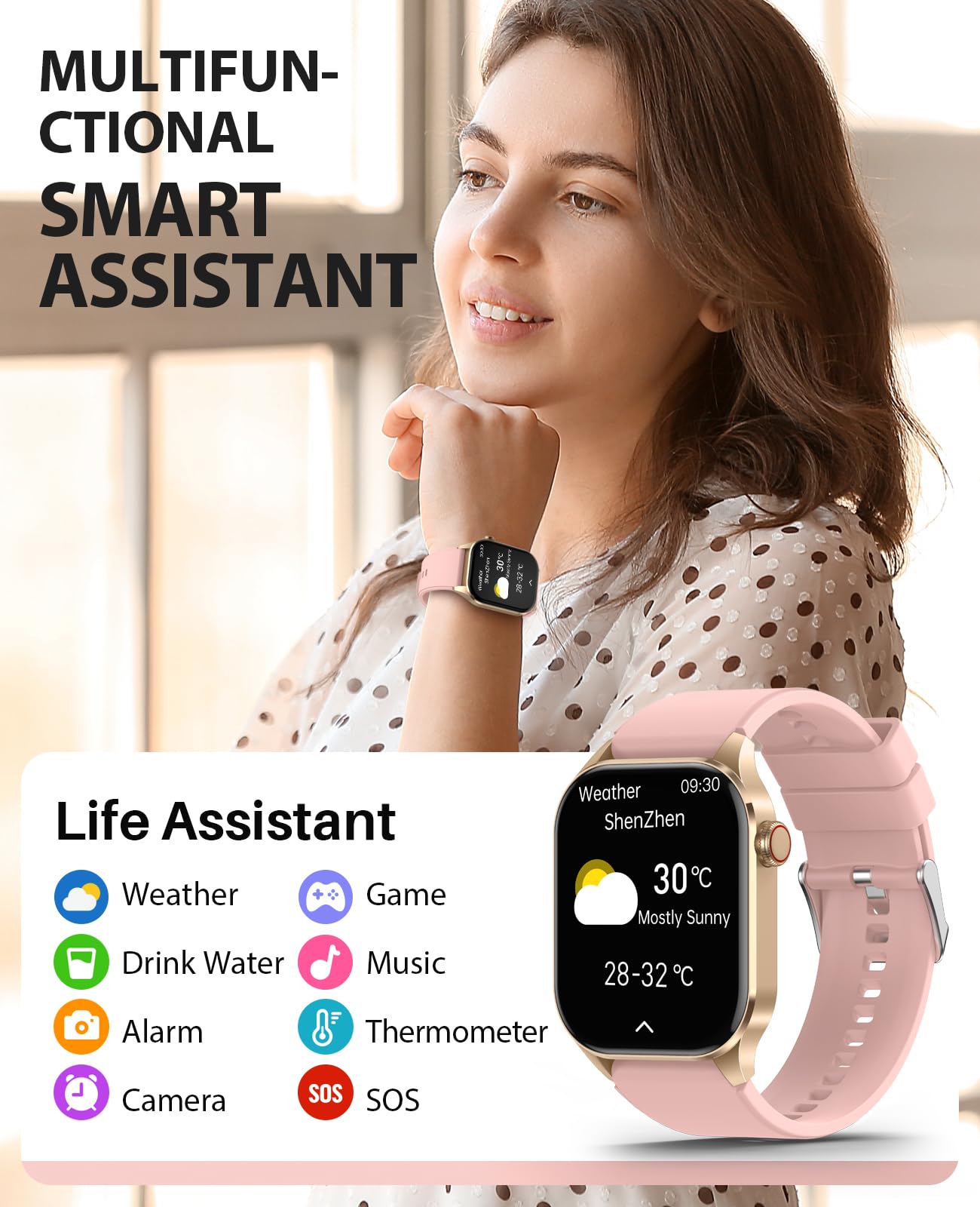 SOUYIE 2025 Smart Watch for Men Women (Answer/Make Call), 2.04" AMOLED Display, Blood Oxygen Heart Rate Sleep Monitor, 136+ Sports Modes, IP68 Waterproof Fitness Tracker, Compatible Android and iOS