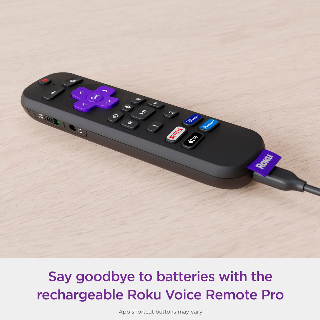 Roku Voice Remote Pro | Rechargeable Voice Remote with TV Controls, Lost Remote Finder, Private Listening, Hands-Free Voice Controls & Personal Shortcut Buttons for Roku Players Roku TV, & Roku Audio