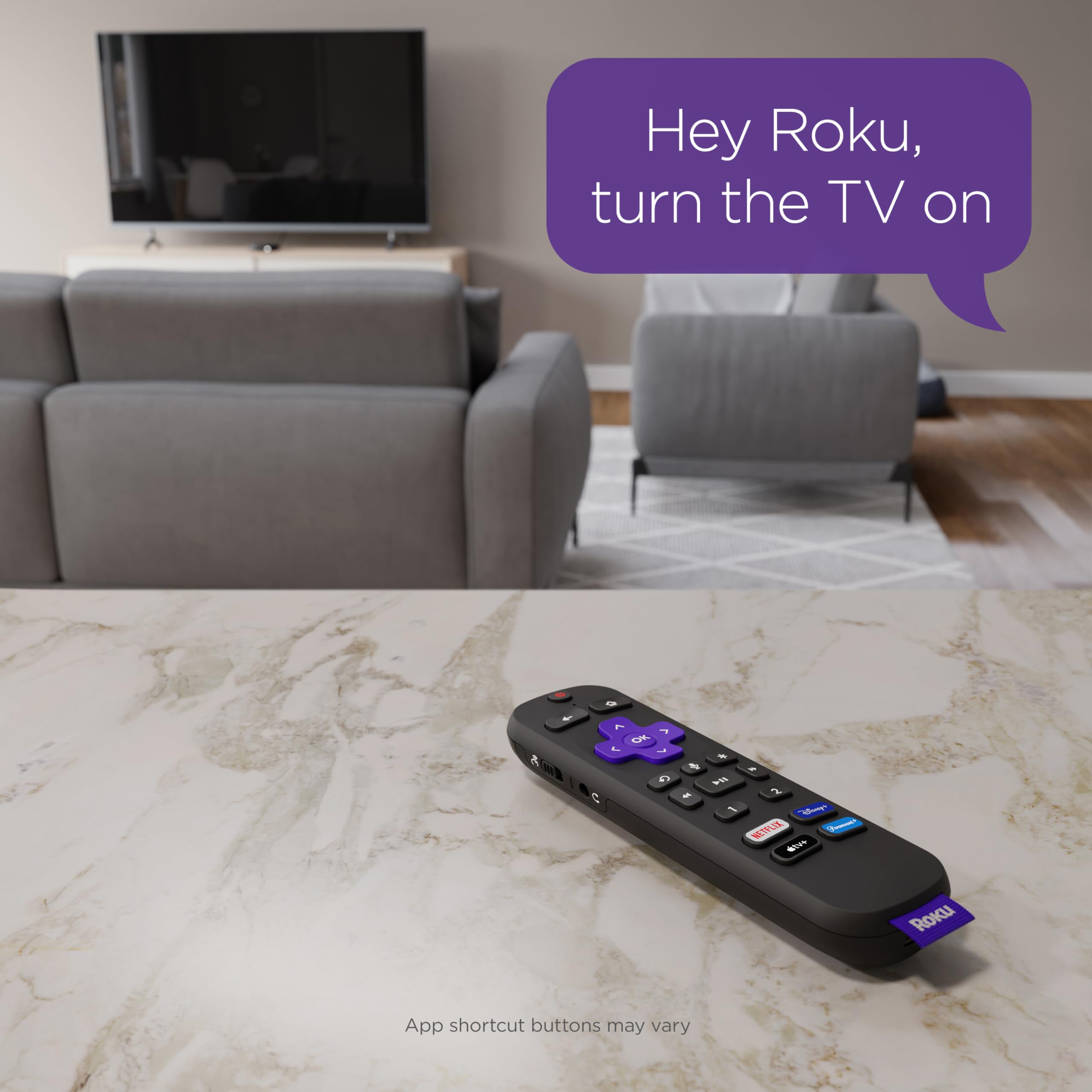 Roku Voice Remote Pro | Rechargeable Voice Remote with TV Controls, Lost Remote Finder, Private Listening, Hands-Free Voice Controls & Personal Shortcut Buttons for Roku Players Roku TV, & Roku Audio