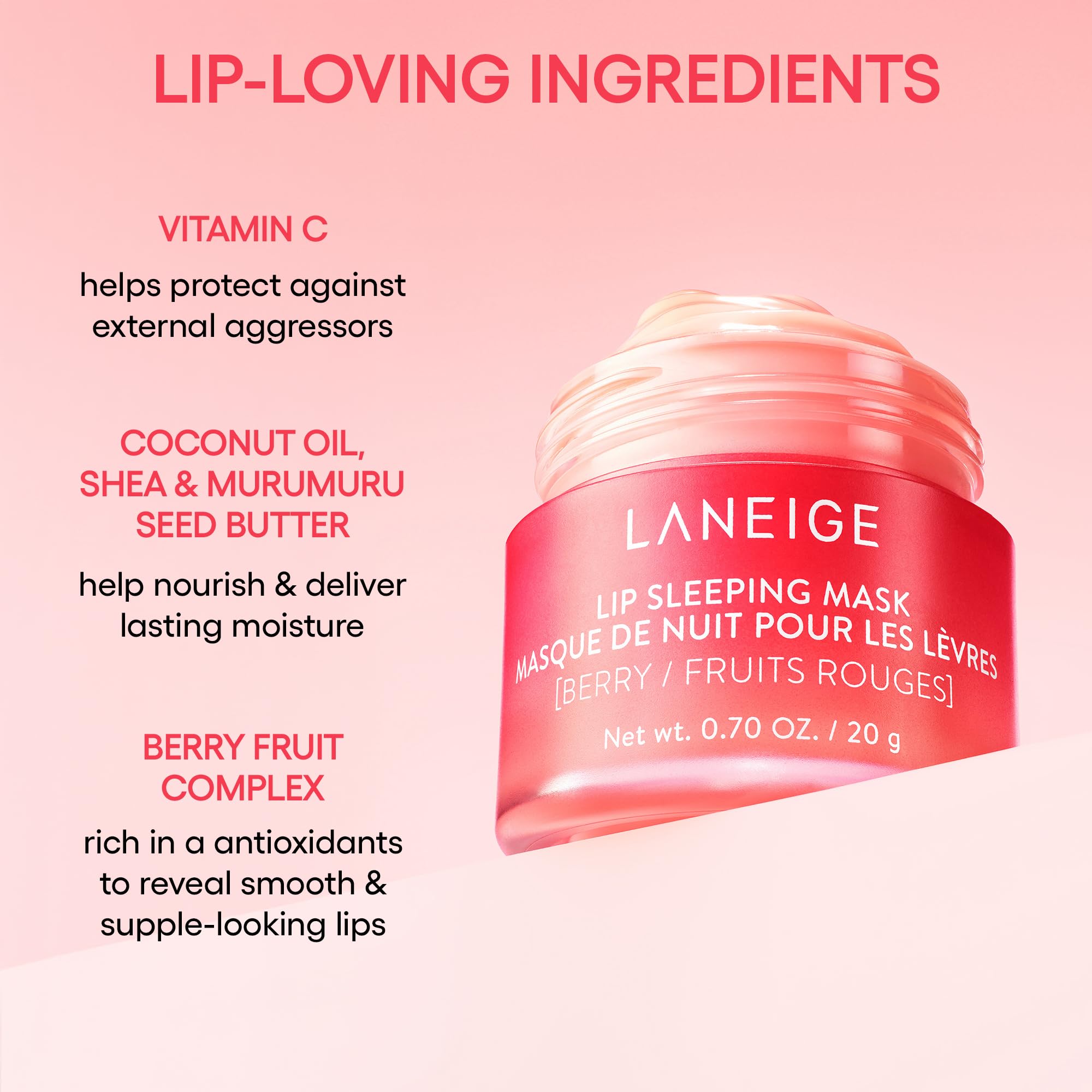 LANEIGE Lip Sleeping Mask Sweet Candy: Nourish, Hydrate, Vitamin C, Murumuru & Shea Butter, Antioxidants, Flaky, Dry Lips