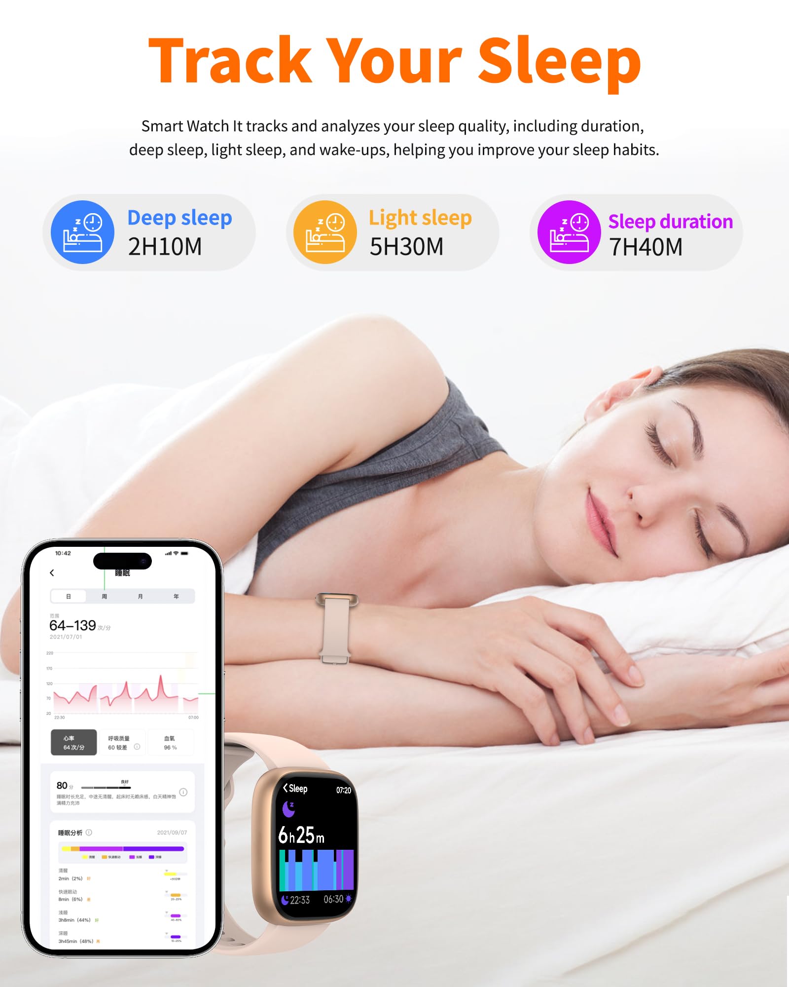 Smart Watch for Men Women, Bluetooth Calling, 1.83" HD Touch Screen Fitness Tracker, 100+ Sports Modes,Heart Rate Sleep Monitor， DIY Dial, IP68 Waterproof, Compatible with Android & iOS
