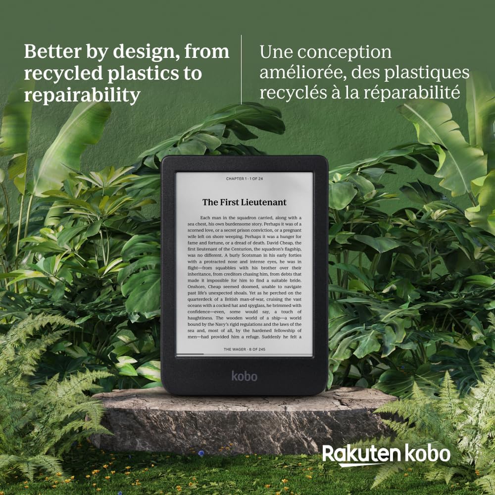 Kobo Clara BW | eReader | 6” Glare-Free Touchscreen with ComfortLight PRO | Dark Mode Option | Audiobooks | Waterproof | 16GB of Storage | Black