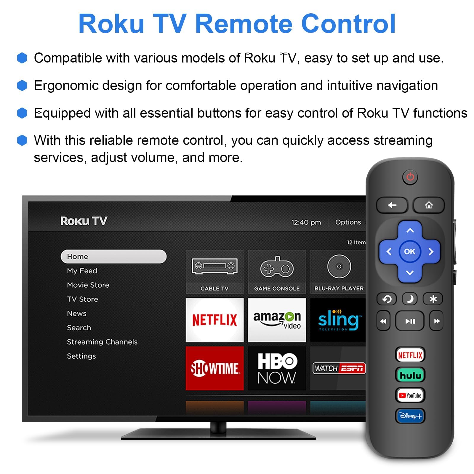 Remote for Roku TV with 2 Cover Remotes Compatible for TCL/Onn/Hisense/Philips/Sharp/Westinghouse Roku/Insignia TV [Remote Control for Roku TV Only] (Pink)
