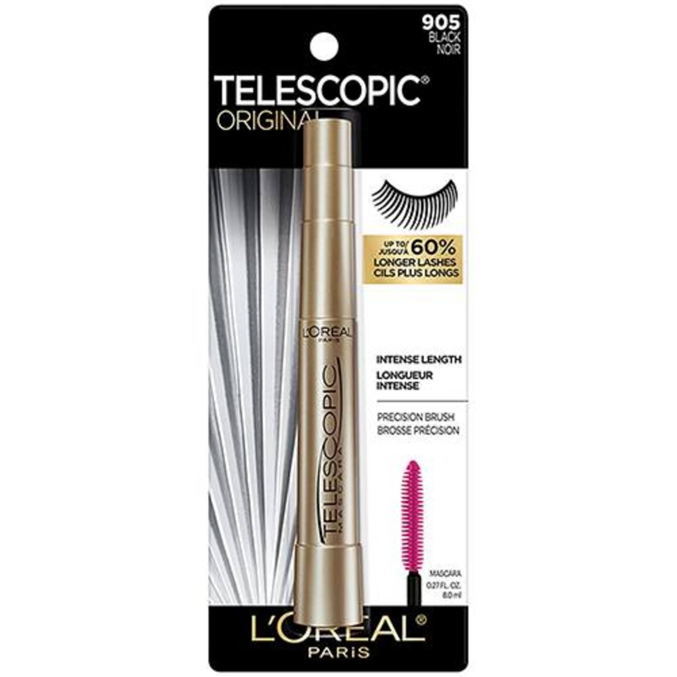 L’Oréal Paris Telescopic Mascara, Eyelash Lengthening Mascara, Unique Non-Clumping Formula Delivering Intense Length For Sensitive Eyes, Black, 8 ml