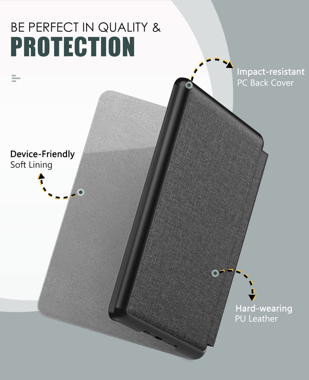 MoKo Case for 6.8" Kindle Paperwhite (11th Generation-2021) and Kindle Paperwhite Signature Edition, Lightweight Shell Cover with Auto Wake/Sleep for Kindle Paperwhite 2021 E-Reader, Denim Black