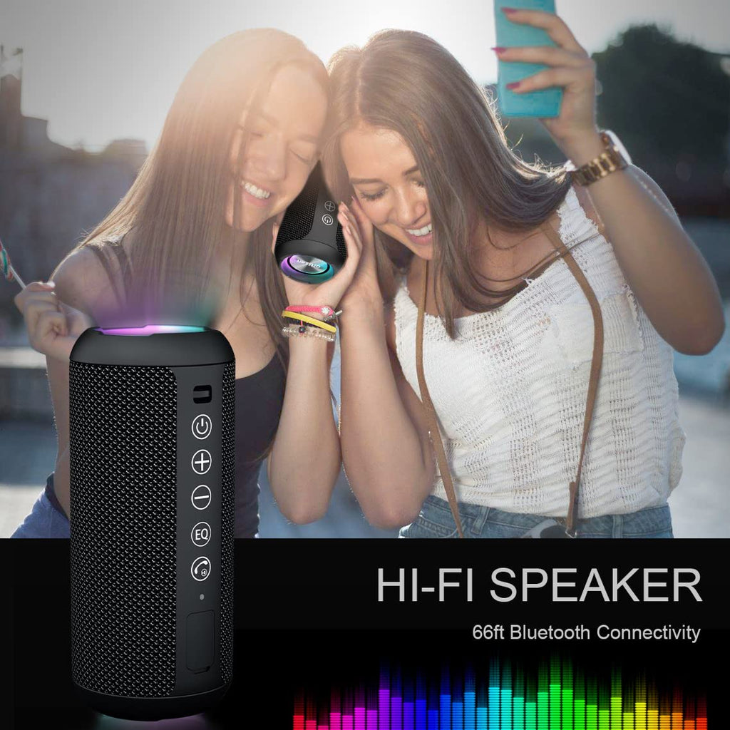 Ortizan Portable Bluetooth Speaker, IPX7 Waterproof Wireless Speaker with 24W Loud Stereo Sound, Outdoor Speakers with Bluetooth 5.0, 30H Playtime,66ft Bluetooth Range, Dual Pairing for Home