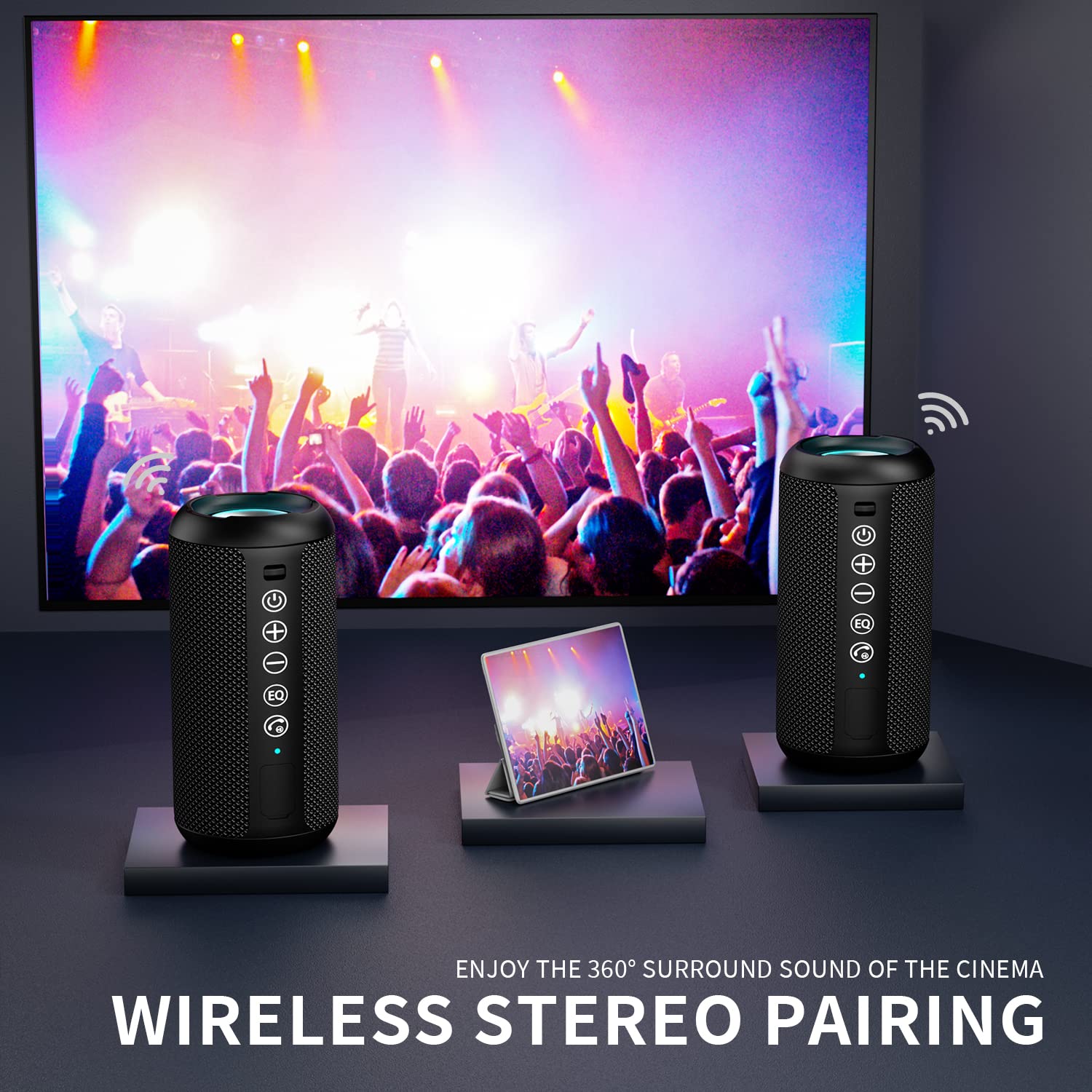 Ortizan Portable Bluetooth Speaker, IPX7 Waterproof Wireless Speaker with 24W Loud Stereo Sound, Outdoor Speakers with Bluetooth 5.0, 30H Playtime,66ft Bluetooth Range, Dual Pairing for Home