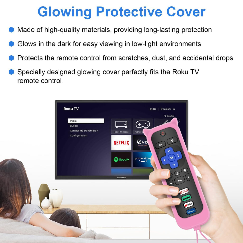 Remote for Roku TV with 2 Cover Remotes Compatible for TCL/Onn/Hisense/Philips/Sharp/Westinghouse Roku/Insignia TV [Remote Control for Roku TV Only] (Pink)