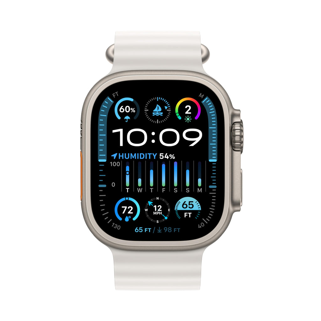 Apple Watch Ultra 2 [GPS + Cellular, 49mm] - Titanium Case With White Ocean Band, One Size (Renewed)