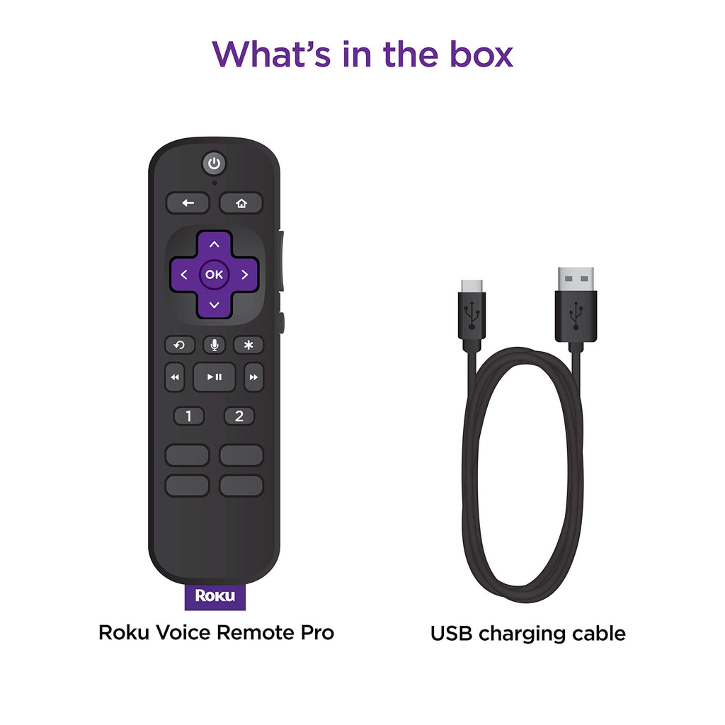 Roku Voice Remote Pro | Rechargeable Voice Remote with TV Controls, Lost Remote Finder, Private Listening, Hands-Free Voice Controls & Personal Shortcut Buttons for Roku Players Roku TV, & Roku Audio
