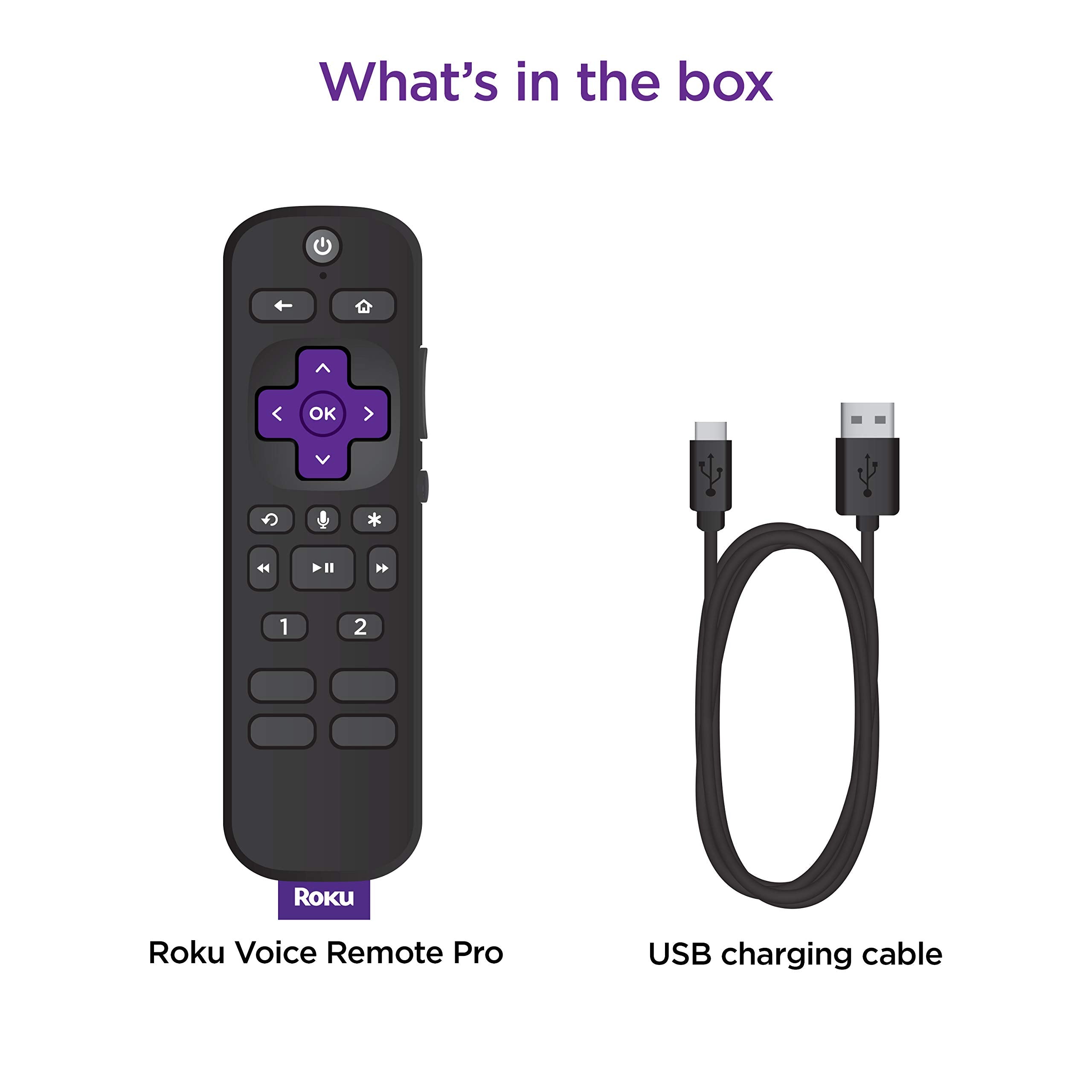 Roku Voice Remote Pro | Rechargeable Voice Remote with TV Controls, Lost Remote Finder, Private Listening, Hands-Free Voice Controls & Personal Shortcut Buttons for Roku Players Roku TV, & Roku Audio