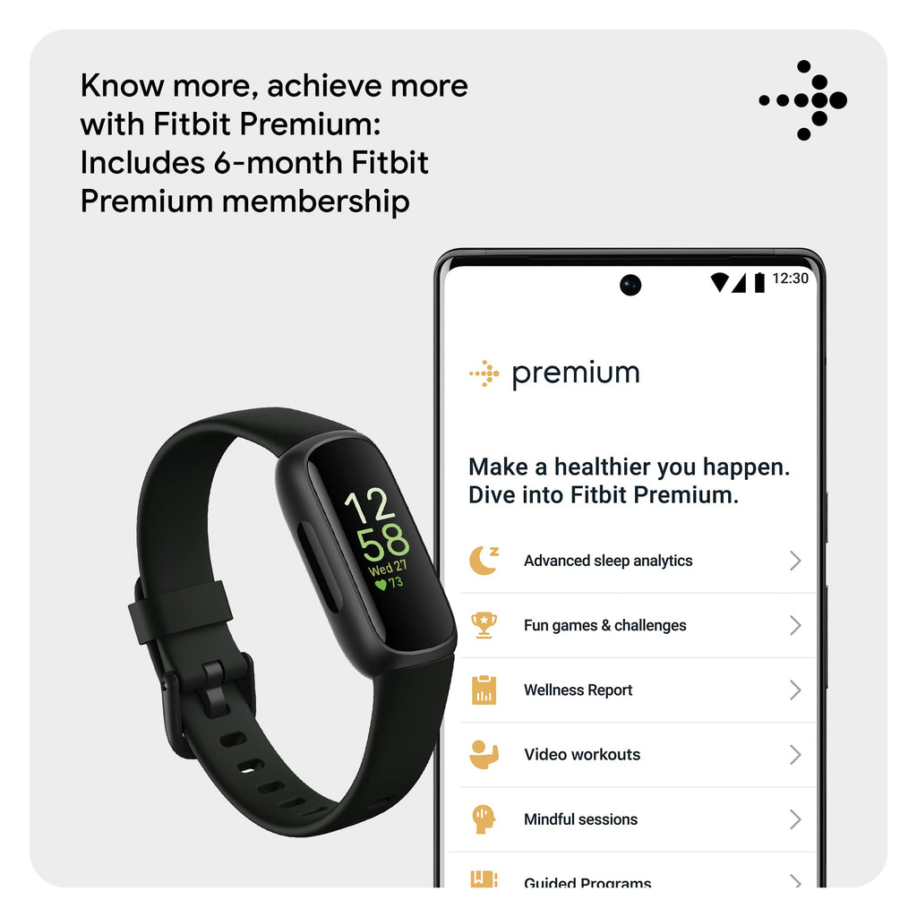 Google Fitbit Inspire 3 Health and Fitness Tracker with Stress Management, Workout Intensity, Sleep Tracking, 24/7 Heart Rate and More, Midnight Zen/black, One Size (S and L Bands Included)