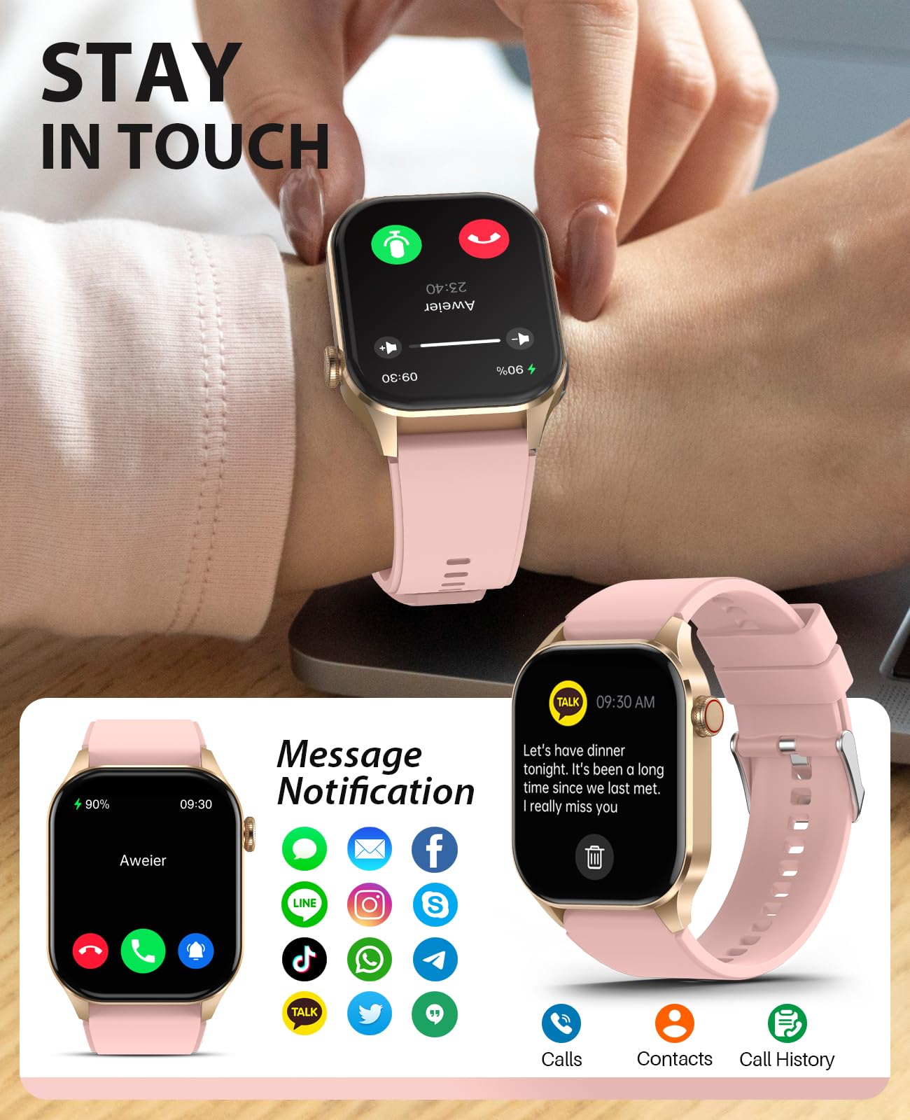 SOUYIE 2025 Smart Watch for Men Women (Answer/Make Call), 2.04" AMOLED Display, Blood Oxygen Heart Rate Sleep Monitor, 136+ Sports Modes, IP68 Waterproof Fitness Tracker, Compatible Android and iOS