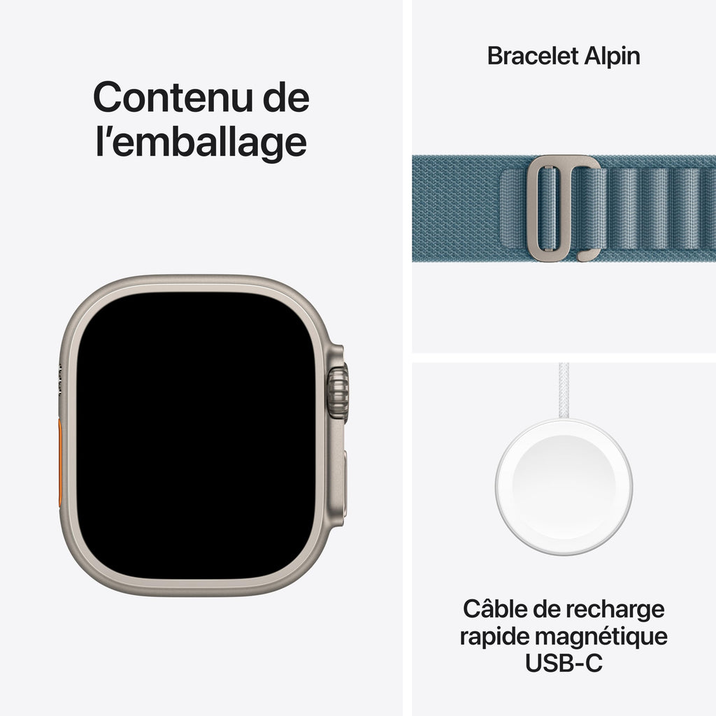 Apple Watch Ultra 3 [GPS + Cellular 49mm] Running and Multisport Smartwatch with Titanium Case with Light Blue Alpine Loop. Satellite Communications, Advanced Health and Fitness Tracking