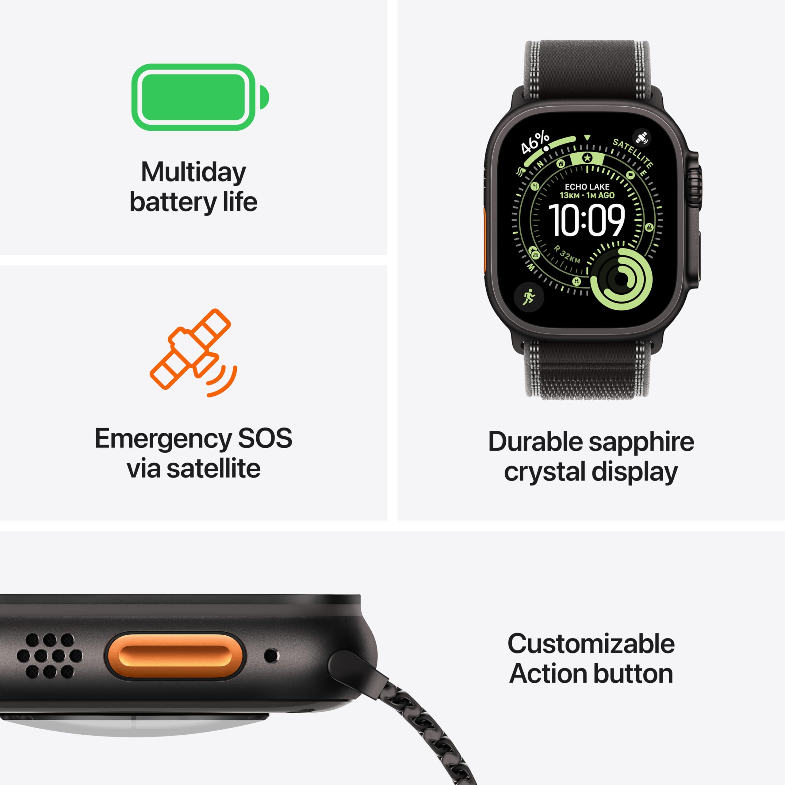 Apple Watch Ultra 3 [GPS + Cellular 49mm] Running and Multisport Smartwatch with Titanium Case with Light Blue Alpine Loop. Satellite Communications, Advanced Health and Fitness Tracking