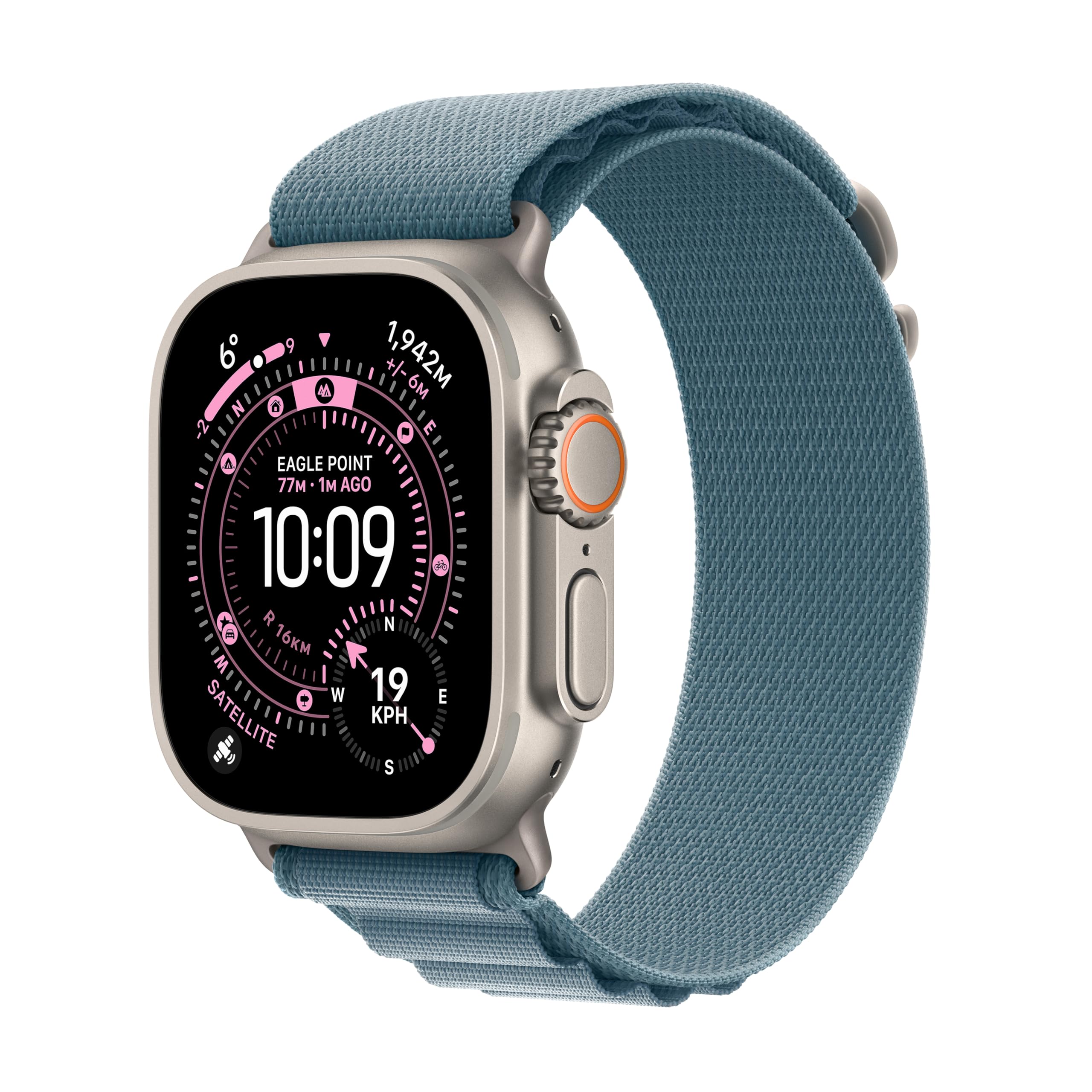 Apple Watch Ultra 3 [GPS + Cellular 49mm] Running and Multisport Smartwatch with Titanium Case with Light Blue Alpine Loop. Satellite Communications, Advanced Health and Fitness Tracking