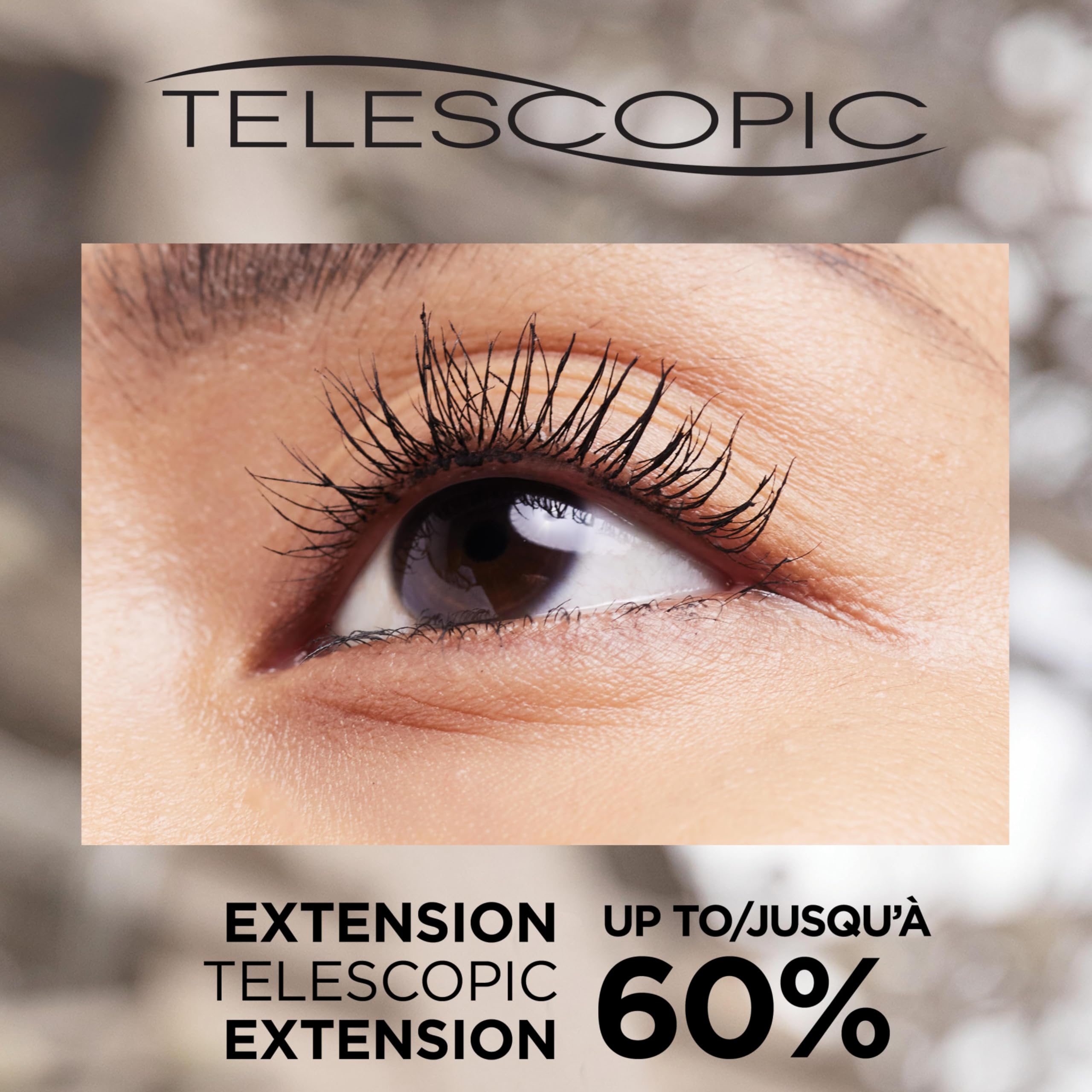 L’Oréal Paris Telescopic Mascara, Eyelash Lengthening Mascara, Unique Non-Clumping Formula Delivering Intense Length For Sensitive Eyes, Black, 8 ml