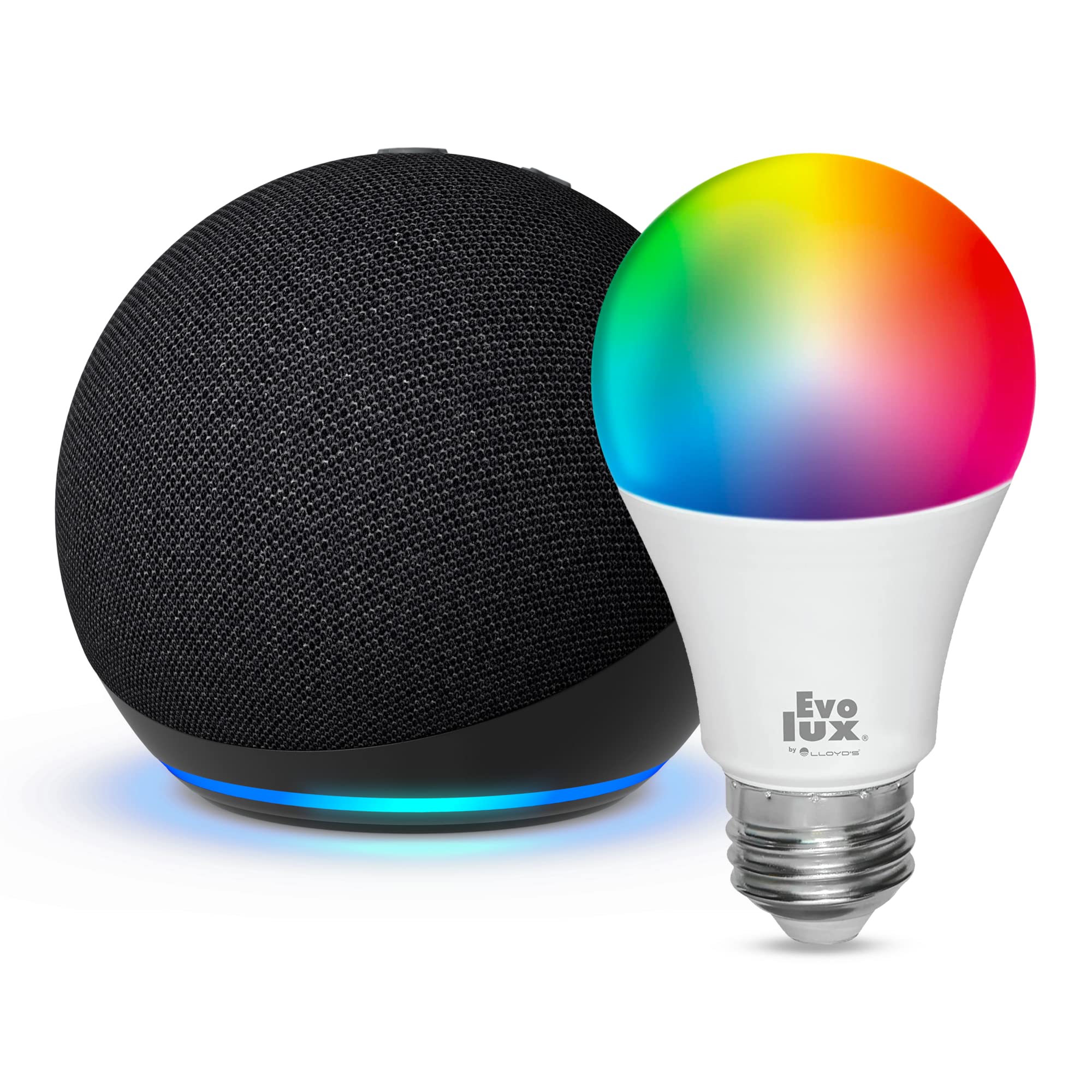 Echo Dot (5th Gen) + Evolux Smart Bulb | Charcoal