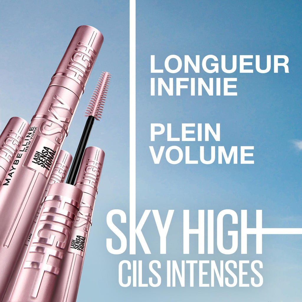 Maybelline New York Lash Sensational Sky High Washable Eyelash Mascara Makeup, Volumizing, Lengthening, Defining, Curling, Multiplying, Buildable Formula, Very Black, 7.2 ml