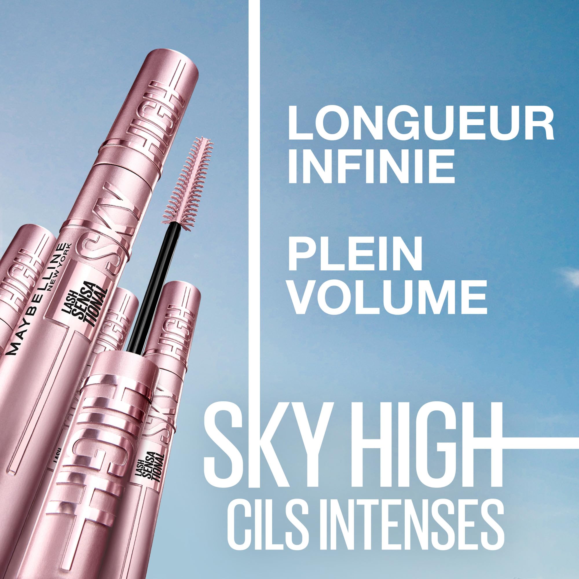 Maybelline New York Lash Sensational Sky High Washable Eyelash Mascara Makeup, Volumizing, Lengthening, Defining, Curling, Multiplying, Buildable Formula, Very Black, 7.2 ml