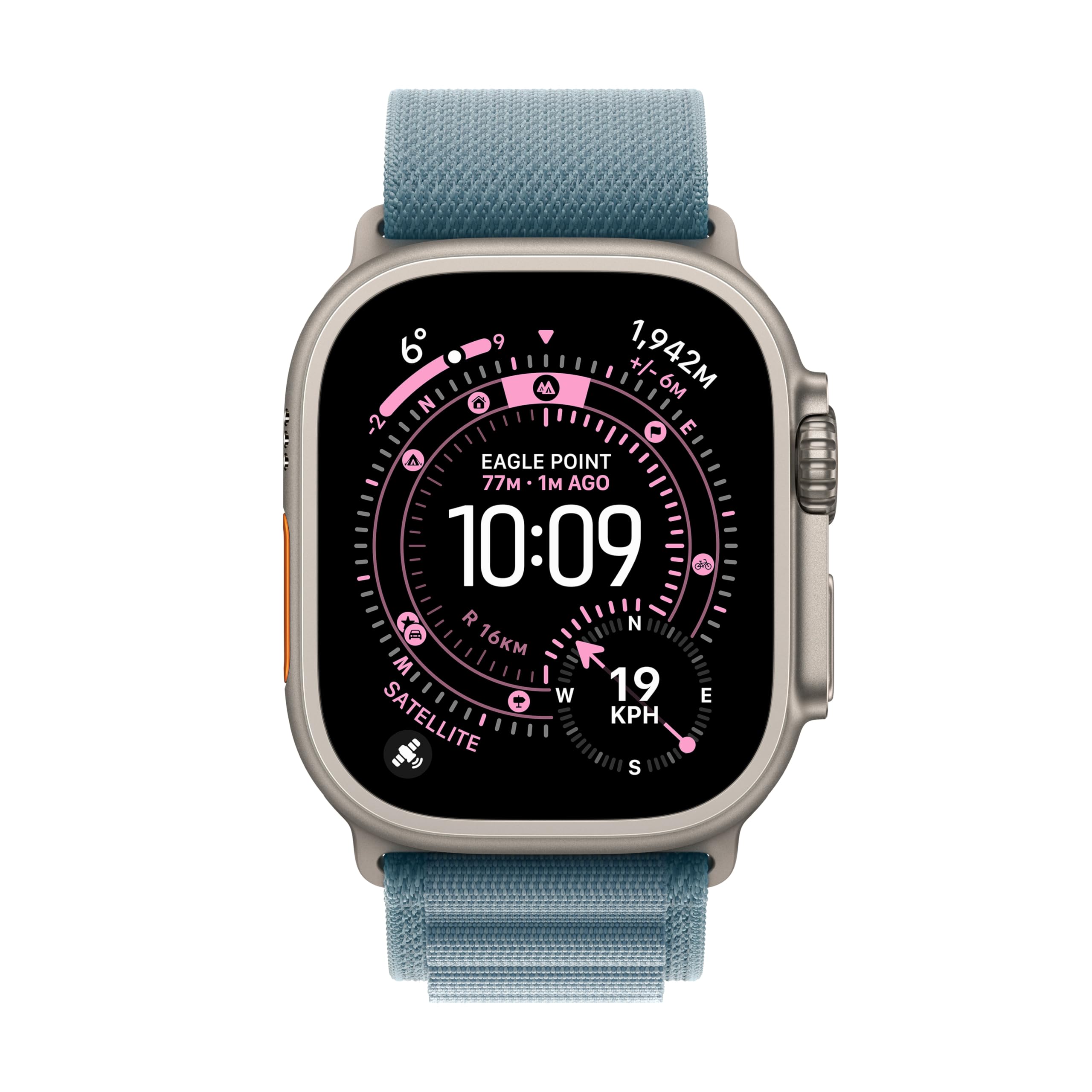 Apple Watch Ultra 3 [GPS + Cellular 49mm] Running and Multisport Smartwatch with Titanium Case with Light Blue Alpine Loop. Satellite Communications, Advanced Health and Fitness Tracking