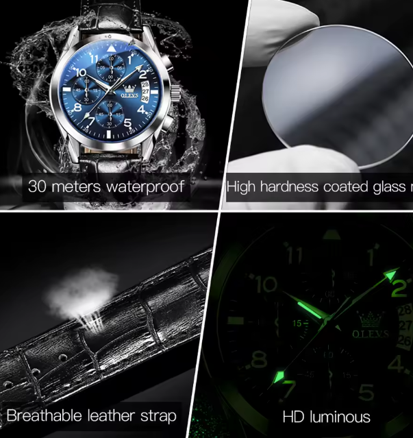 OLEVS Luxury Waterproof Luminous Quartz Men's Watche